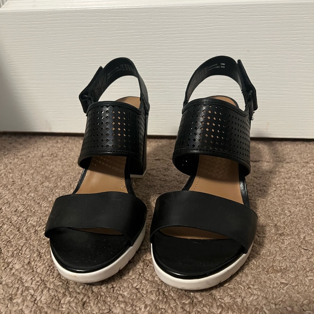Clarks Black Perforated Heels